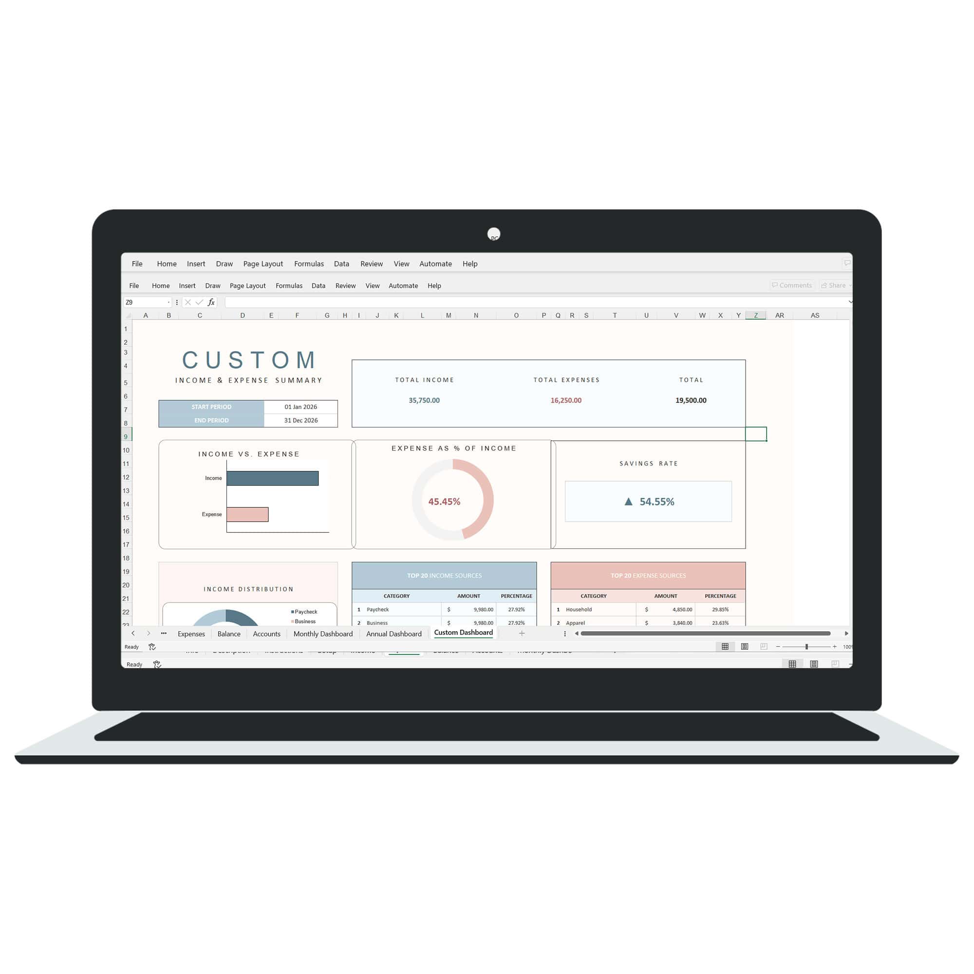 Ultimate Income & Expense Dashboard Template - Image 9